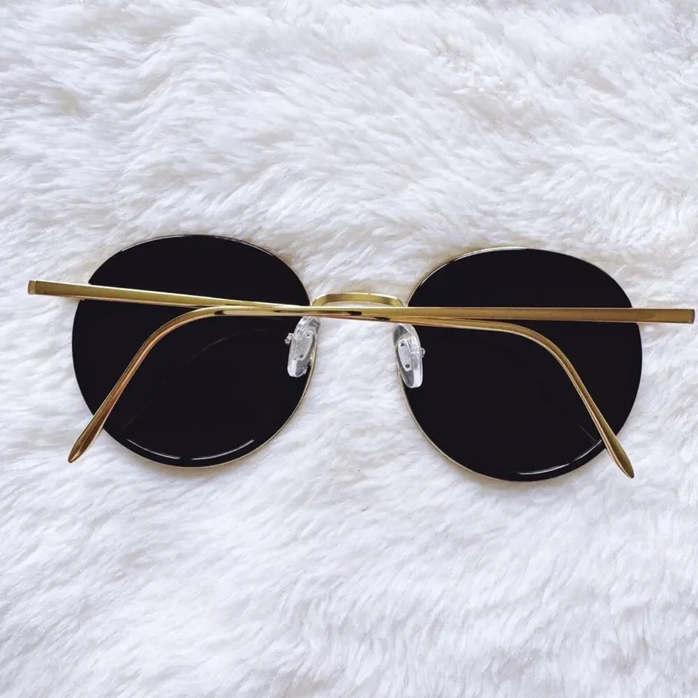 Dean Black w/ Gold Rim Round Sunglasses